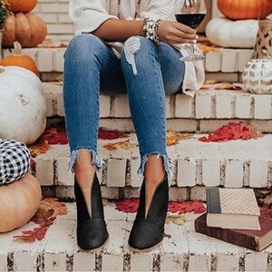 Brand New Black V cut booties